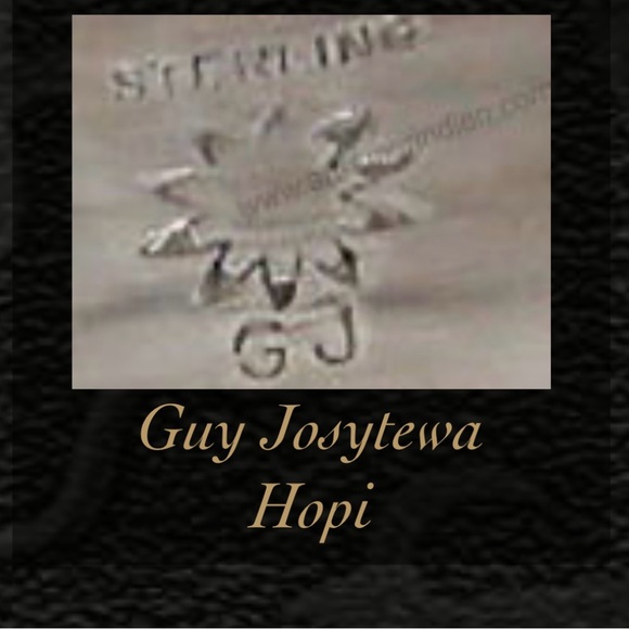 Hopi Native American Guy Josytewa Signed Overlay Sterling Silver Ring Men Unisex - Picture 6 of 10